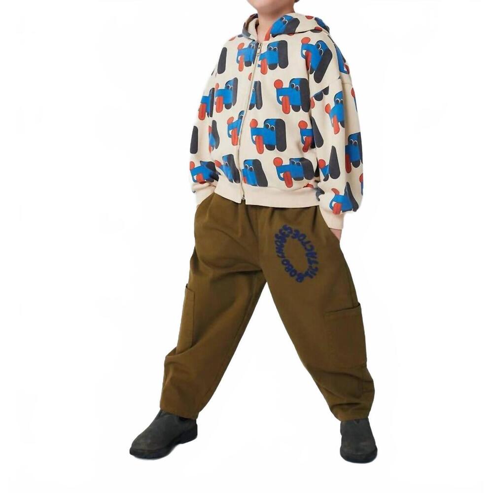 NEW BOBO CHOSES doggy mate all over zipped hoodie in off white - Picture 2 of 5